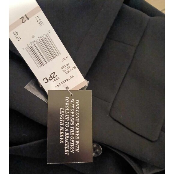 Black Blazer Suit Jacket NWT 12 Button Front & Scarf LeSuit Convertible Sleeves - Picture 12 of 12